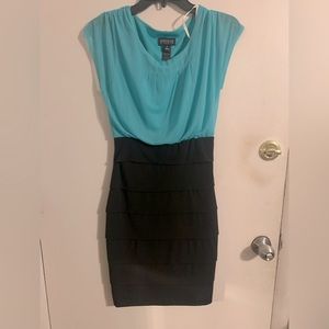 Teal/black cocktail dress